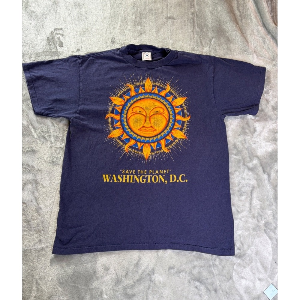 Delta Save the Planet Washington, D.C. T-Shirt Pro Weight Mens L Navy Blue